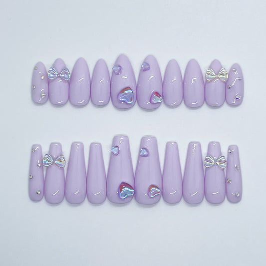 Pastel Purple Bows and Hearts Set